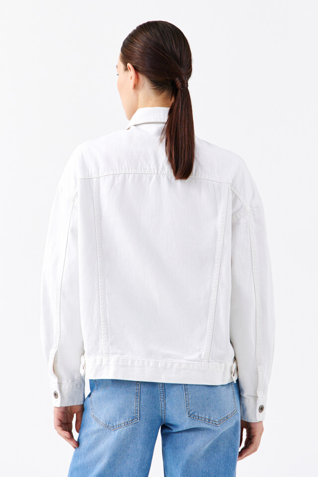 Куртка джинсовая oversize - цвет белый - 4