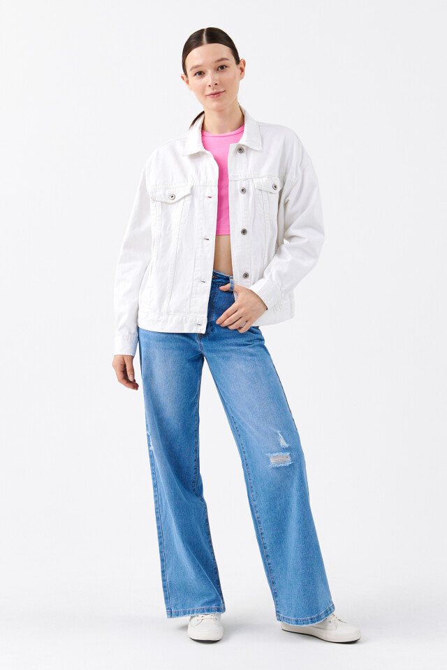 Куртка джинсовая oversize - цвет белый - 1