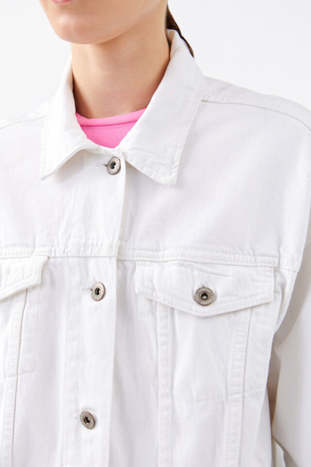 Куртка джинсовая oversize - цвет белый - 6