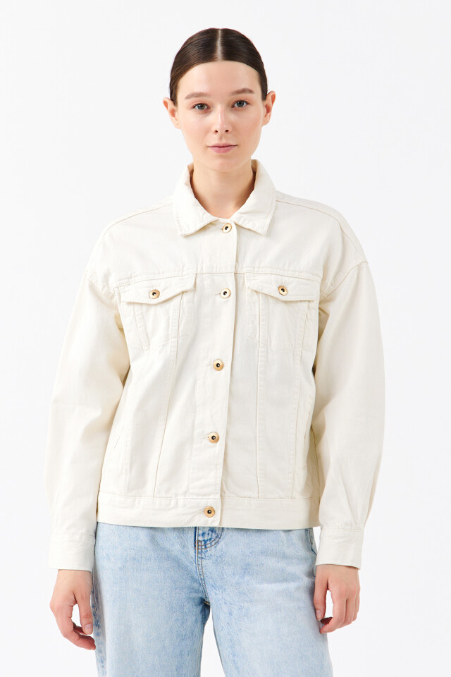Куртка джинсовая oversize - цвет бежевый - 2
