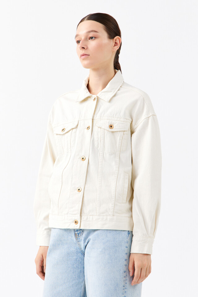 Куртка джинсовая oversize - цвет бежевый - 3