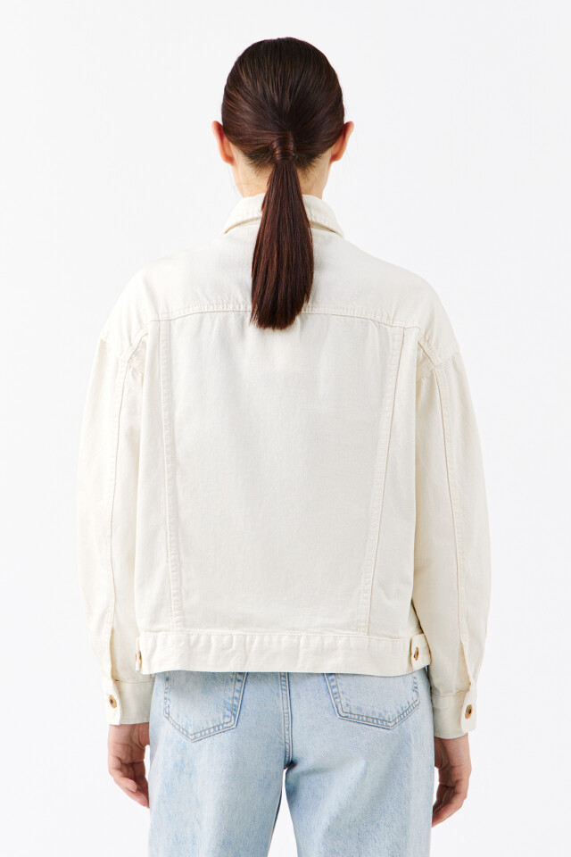Куртка джинсовая oversize - цвет бежевый - 4