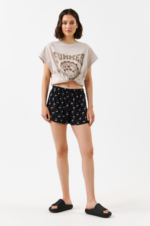 Футболка oversize с принтом summer - цвет бежевый - 4