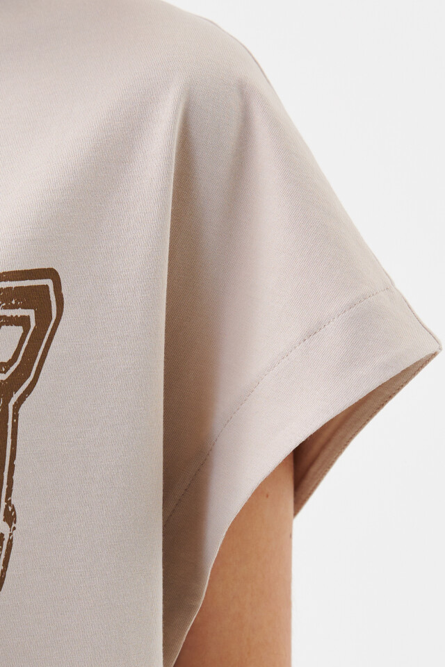 Футболка oversize с принтом summer - цвет бежевый - 6