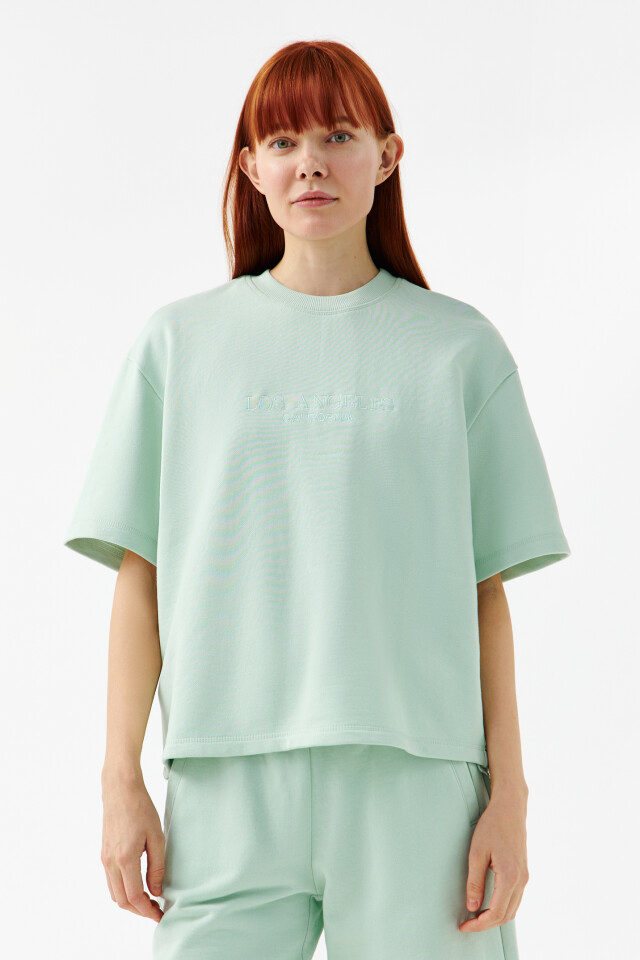 Футболка хлопковая oversize - цвет голубой - 1