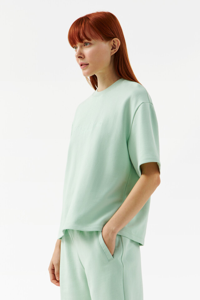 Футболка хлопковая oversize - цвет голубой - 3