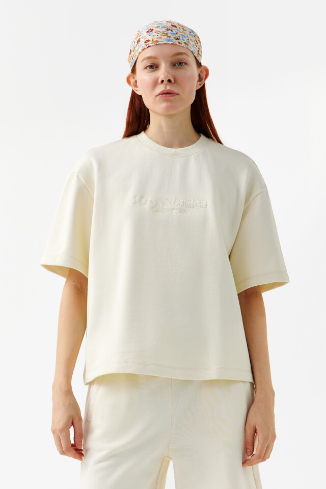 Футболка хлопковая oversize - цвет белый - 1