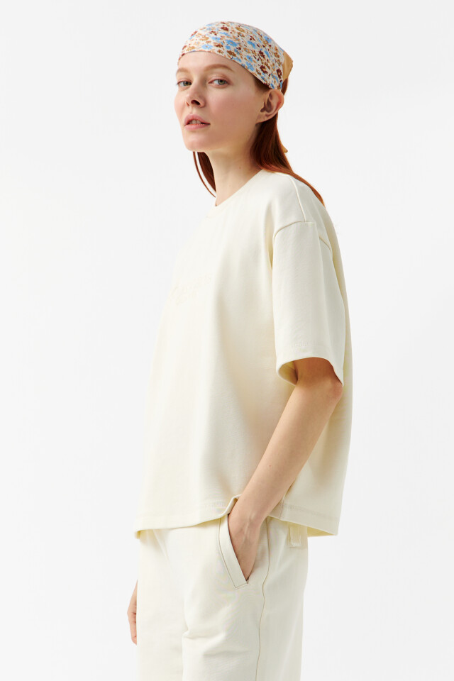 Футболка хлопковая oversize - цвет белый - 3