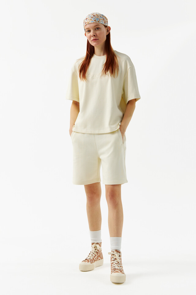 Футболка хлопковая oversize - цвет белый - 4