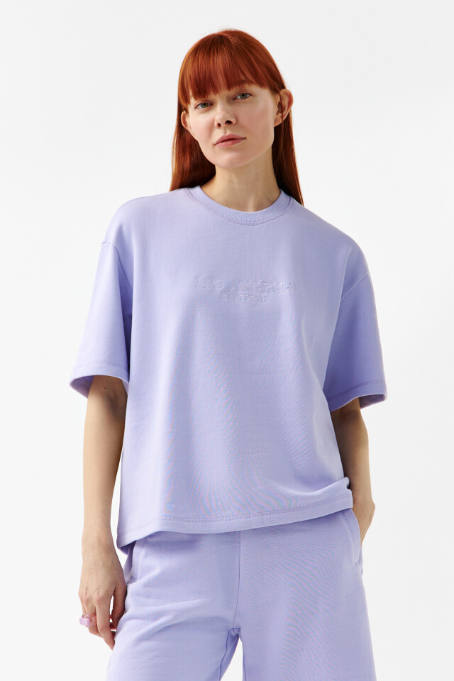 Футболка хлопковая oversize - цвет сиреневый - 1