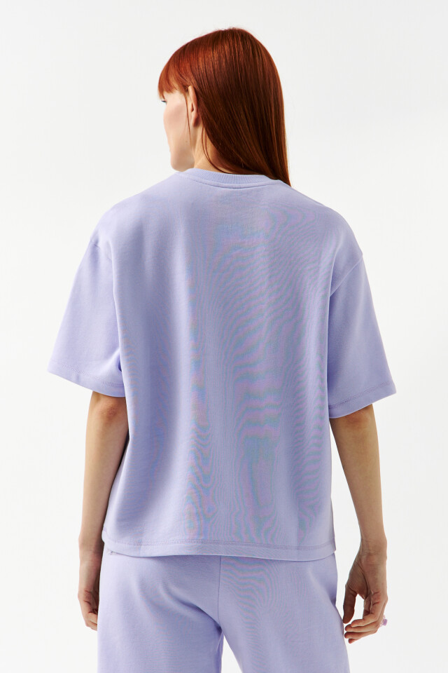 Футболка хлопковая oversize - цвет сиреневый - 2
