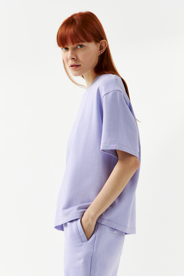 Футболка хлопковая oversize - цвет сиреневый - 3