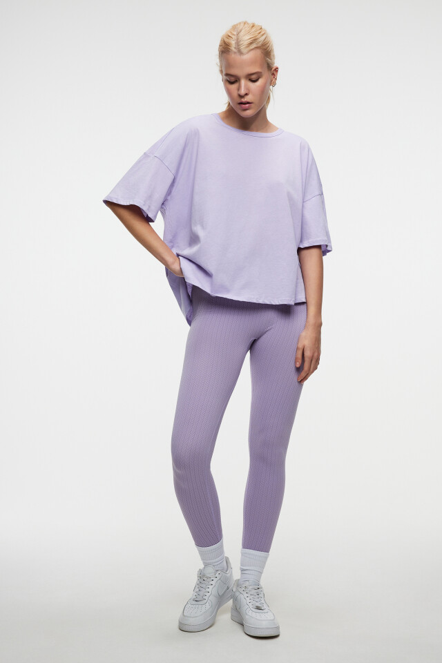 Футболка базовая oversize - цвет сиреневый - 4