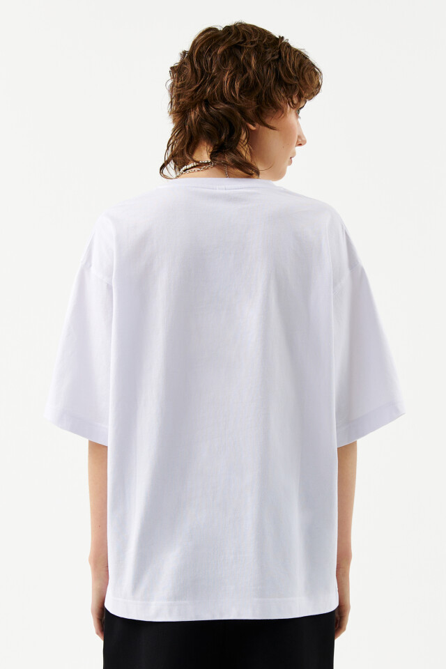 Футболка хлопковая базовая oversize - цвет белый - 2