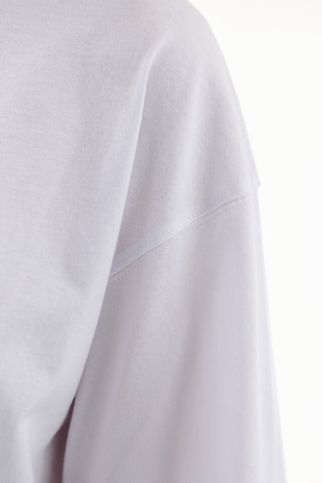 Футболка хлопковая базовая oversize - цвет белый - 6
