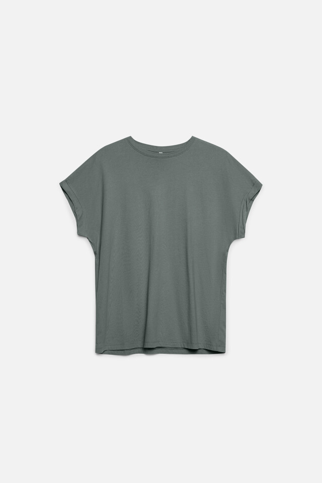 Футболка oversize хлопковая с подвернутыми рукавами - цвет серый - 6