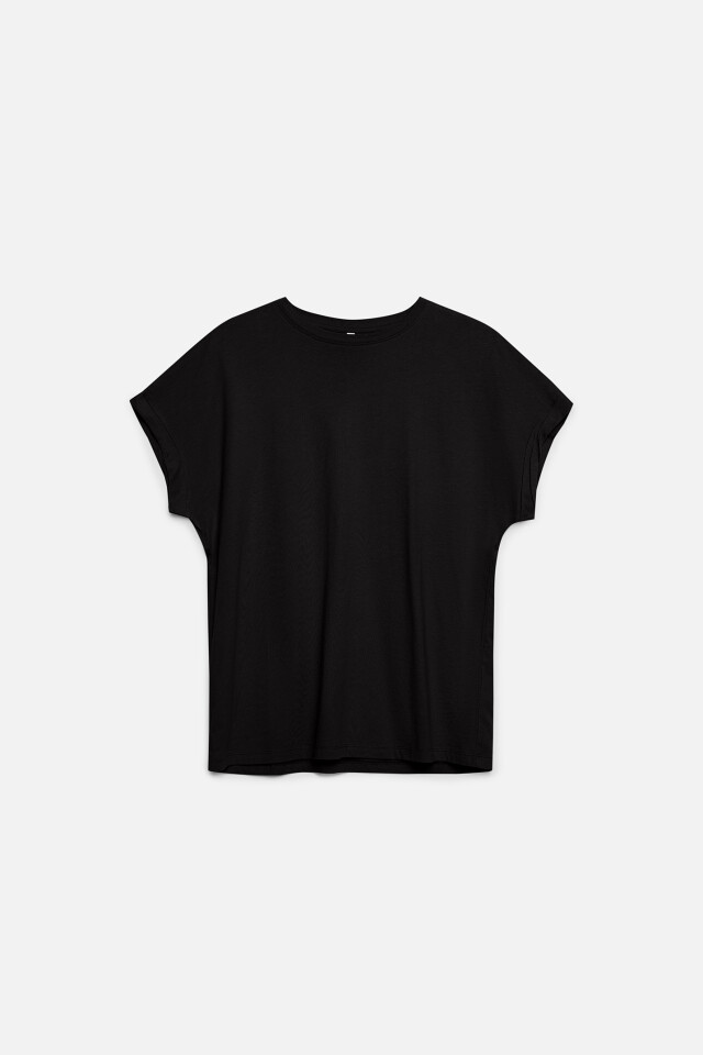 Футболка oversize хлопковая с подвернутыми рукавами - цвет черный - 6