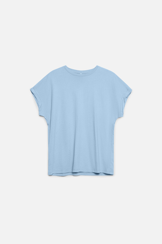 Футболка oversize хлопковая с подвернутыми рукавами - цвет голубой - 6