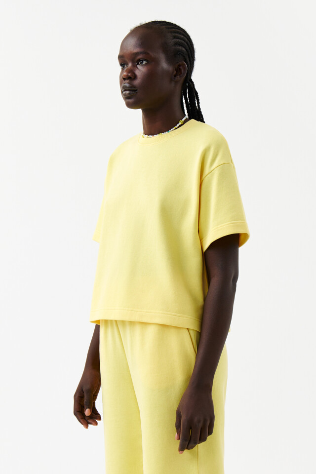 Футболка oversize трикотажная - цвет желтый - 3