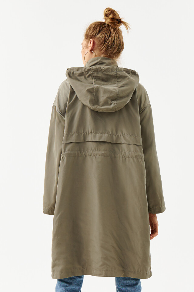 Плащ oversize с капюшоном - цвет зеленый - 2