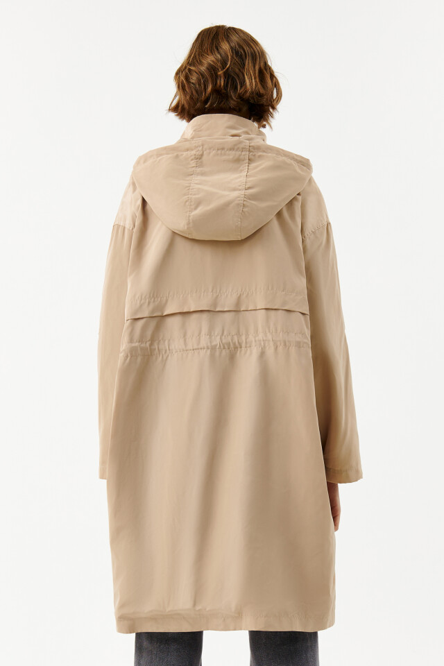Плащ oversize с капюшоном - цвет бежевый - 2
