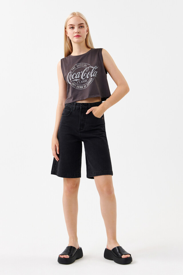 Майка хлопковая с принтом coca-cola - цвет серый - 4