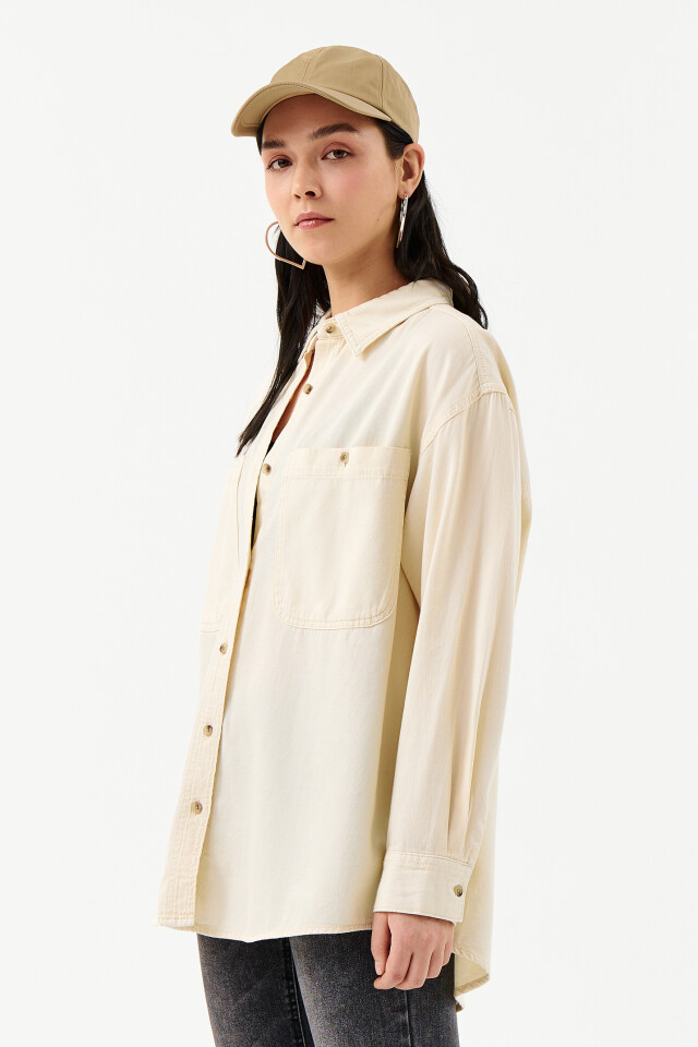 Рубашка джинсовая oversize - цвет белый - 3