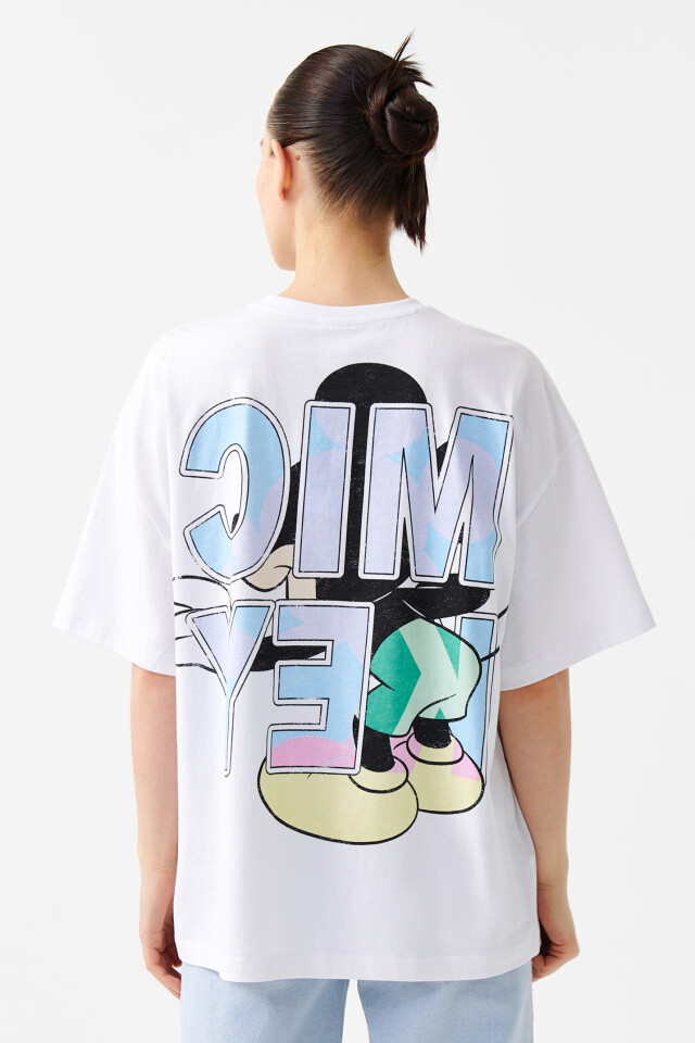Футболка oversize с принтом микки маус - цвет белый - 2