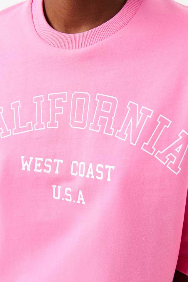 Футболка хлопковая с надписью california - цвет розовый - 6