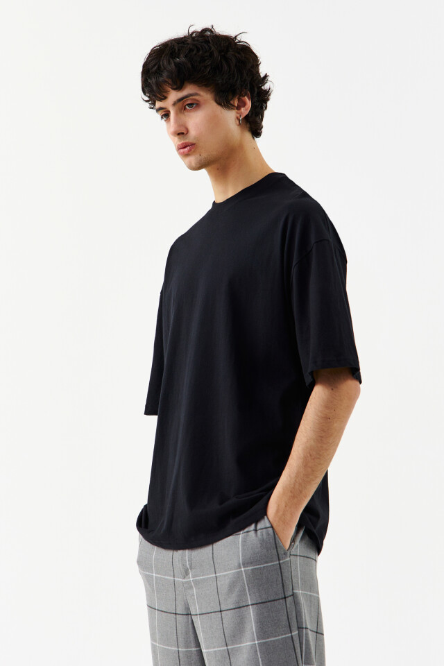 Футболка oversize хлопковая базовая - цвет черный - 3