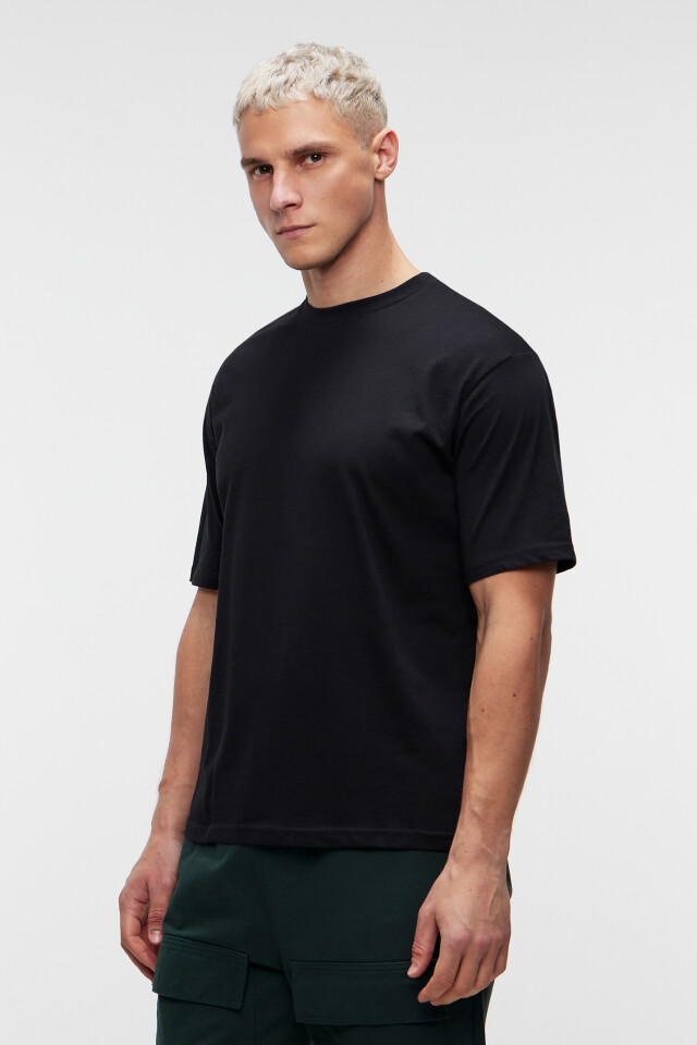 Футболка хлопковая базовая oversize - цвет черный - 2