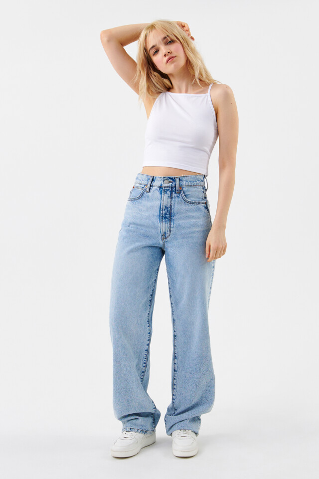 Майка CROPTOP хлопковая на тонких бретелях - цвет белый - 4