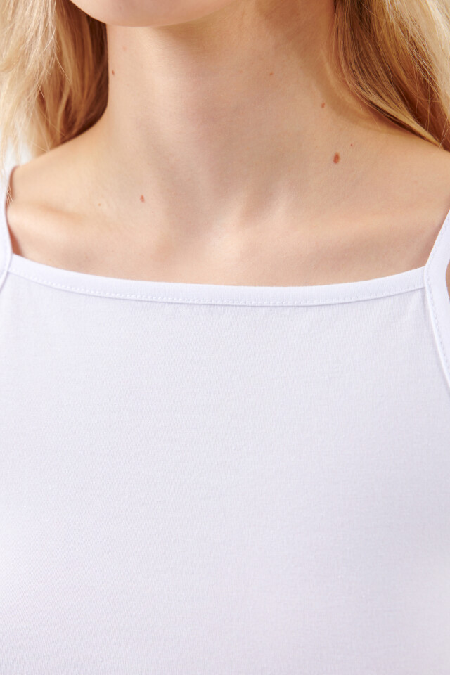 Майка CROPTOP хлопковая на тонких бретелях - цвет белый - 6