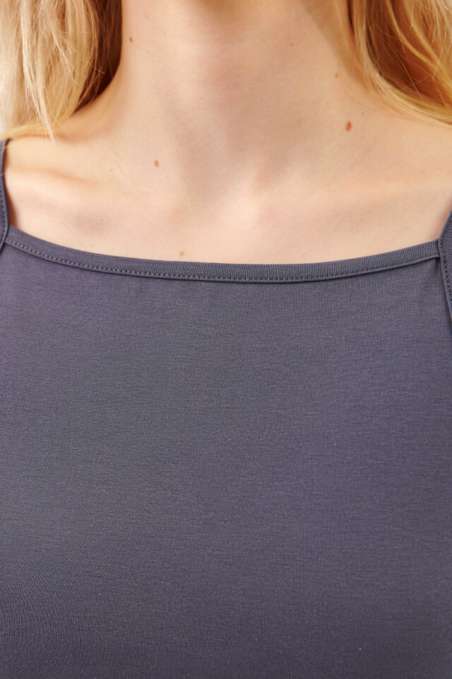 Майка CROPTOP хлопковая на тонких бретелях - цвет серый - 6