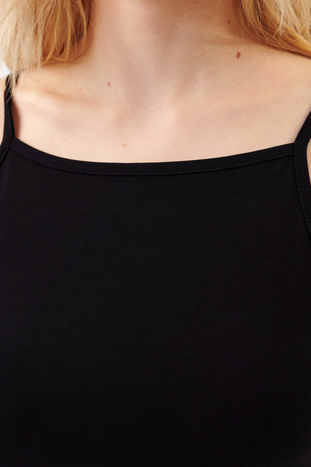 Майка CROPTOP хлопковая на тонких бретелях - цвет черный - 6