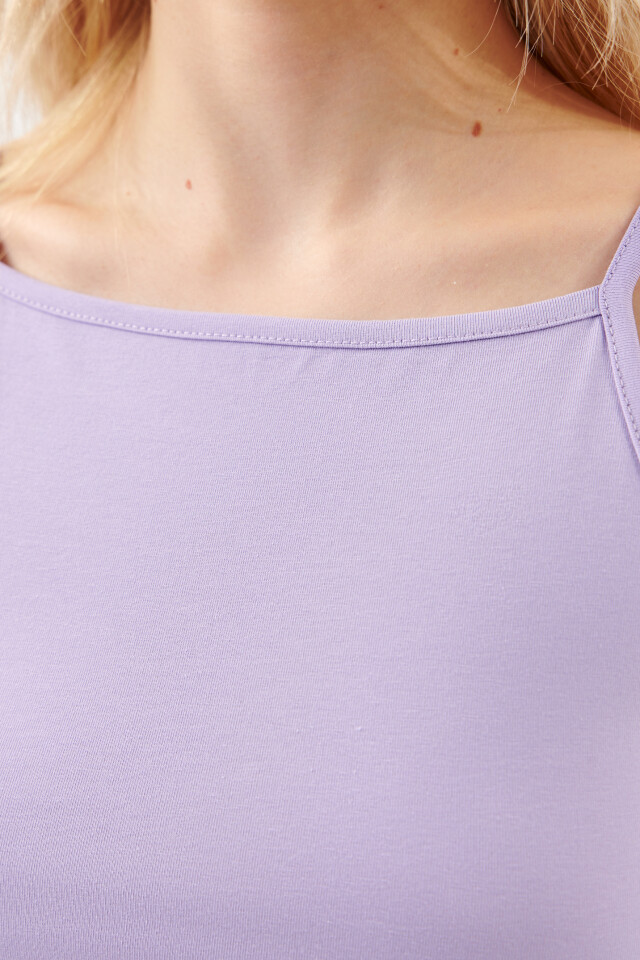 Майка CROPTOP хлопковая на тонких бретелях - цвет сиреневый - 6