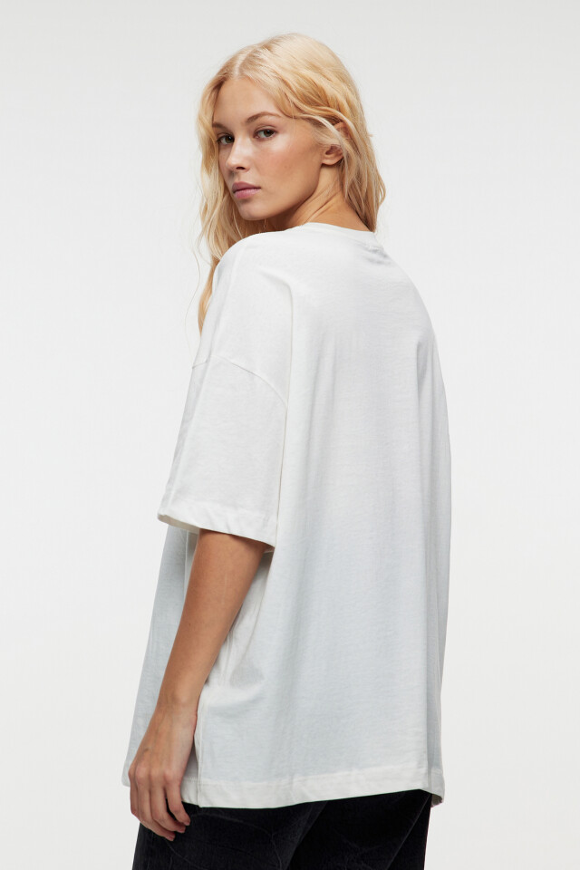 Футболка oversize хлопковая базовая - цвет белый - 3