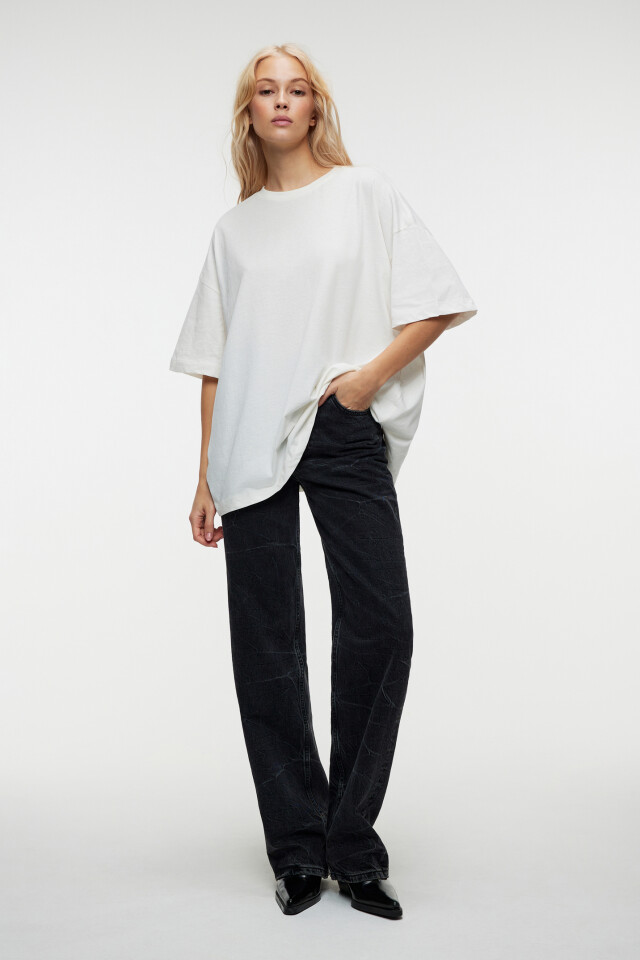 Футболка oversize хлопковая базовая - цвет белый - 4