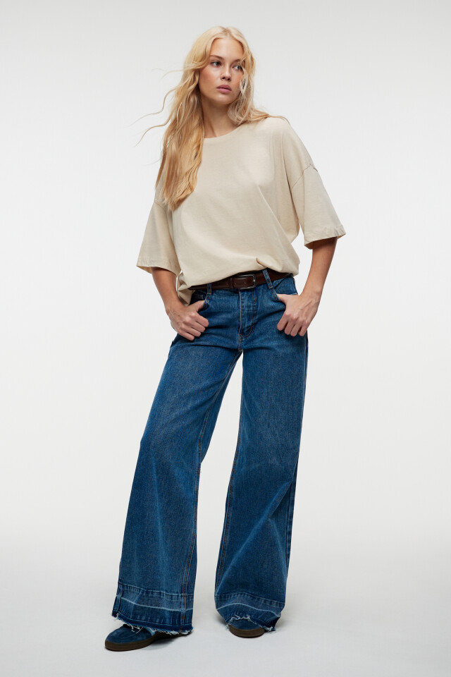 Футболка oversize хлопковая базовая - цвет бежевый - 7