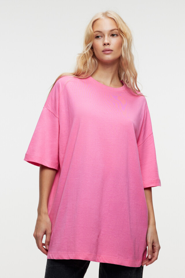 Футболка oversize хлопковая базовая - цвет розовый - 1