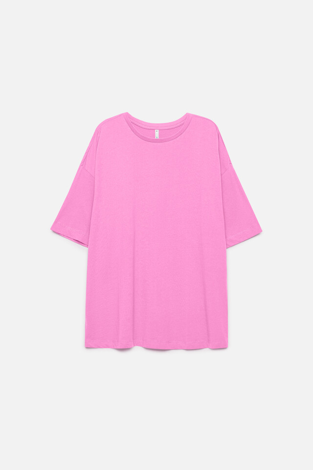 Футболка oversize хлопковая базовая - цвет розовый - 8