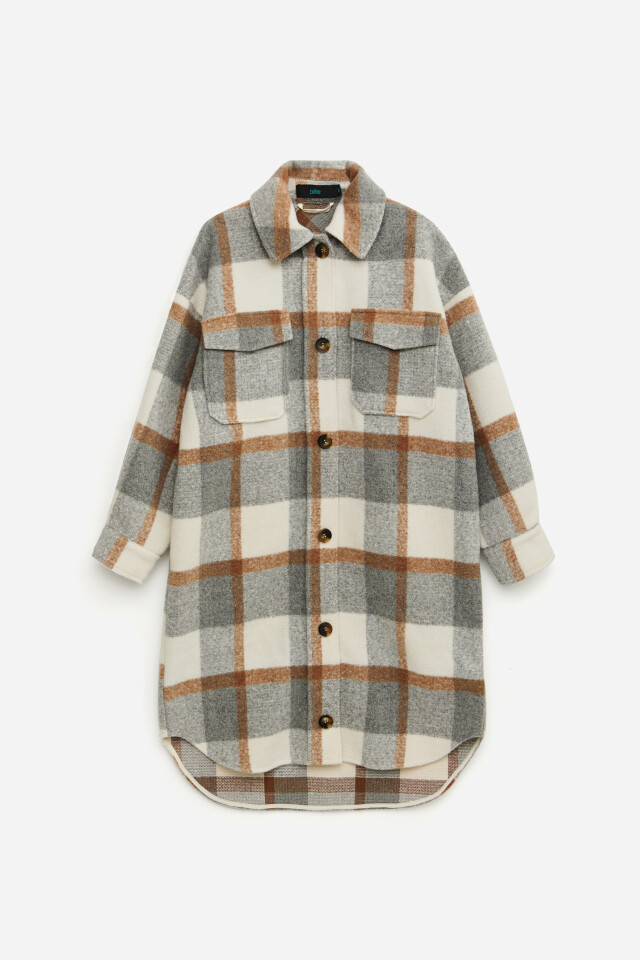 Куртка-рубашка удлиненная oversize - цвет серый - 8