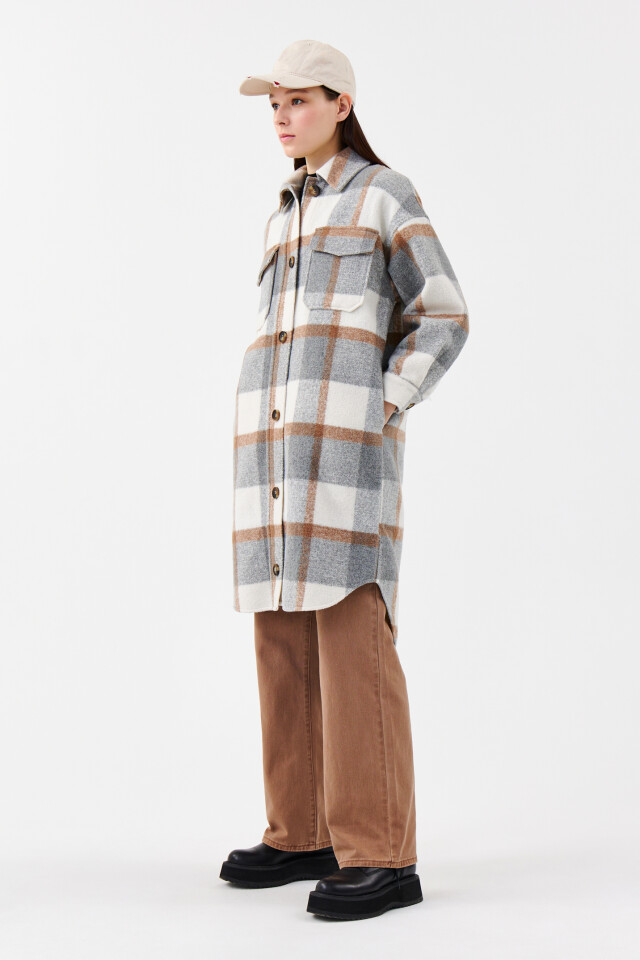 Куртка-рубашка удлиненная oversize - цвет серый - 2