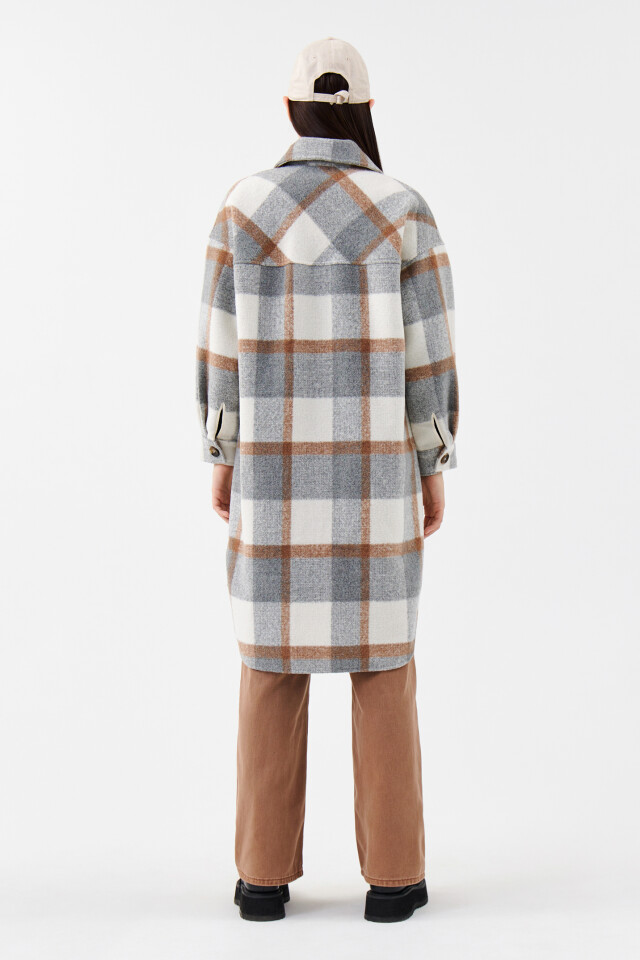 Куртка-рубашка удлиненная oversize - цвет серый - 3