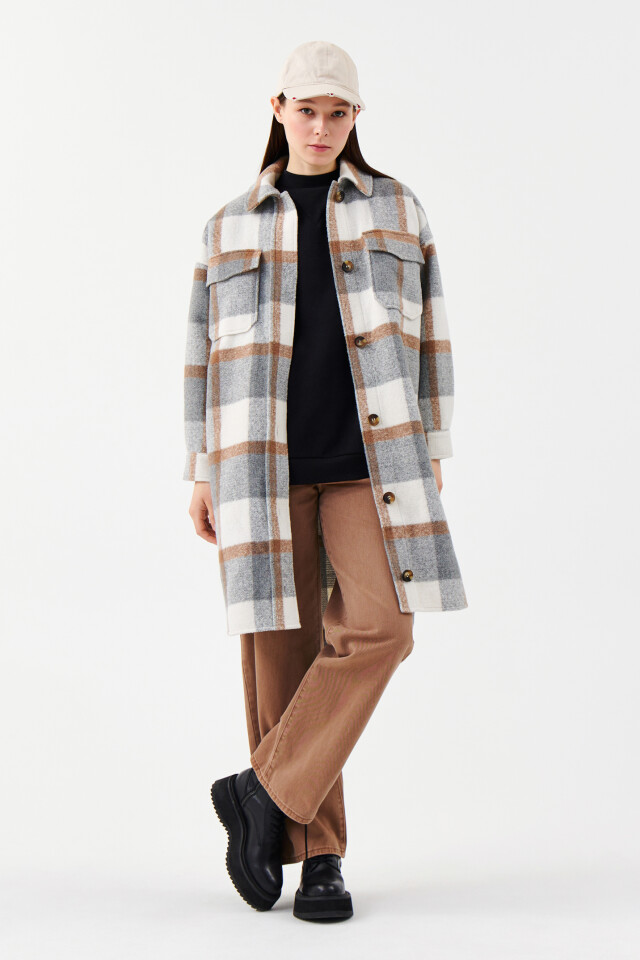 Куртка-рубашка удлиненная oversize - цвет серый - 4