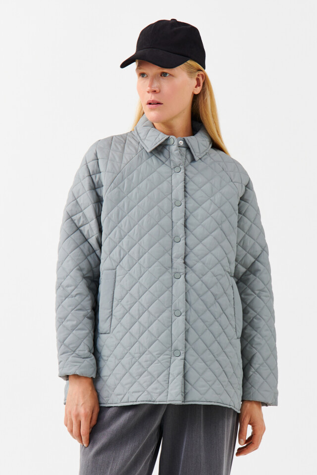 Куртка-рубашка стеганая oversize - цвет мятный - 1