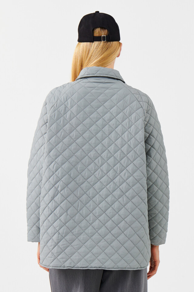 Куртка-рубашка стеганая oversize - цвет мятный - 3