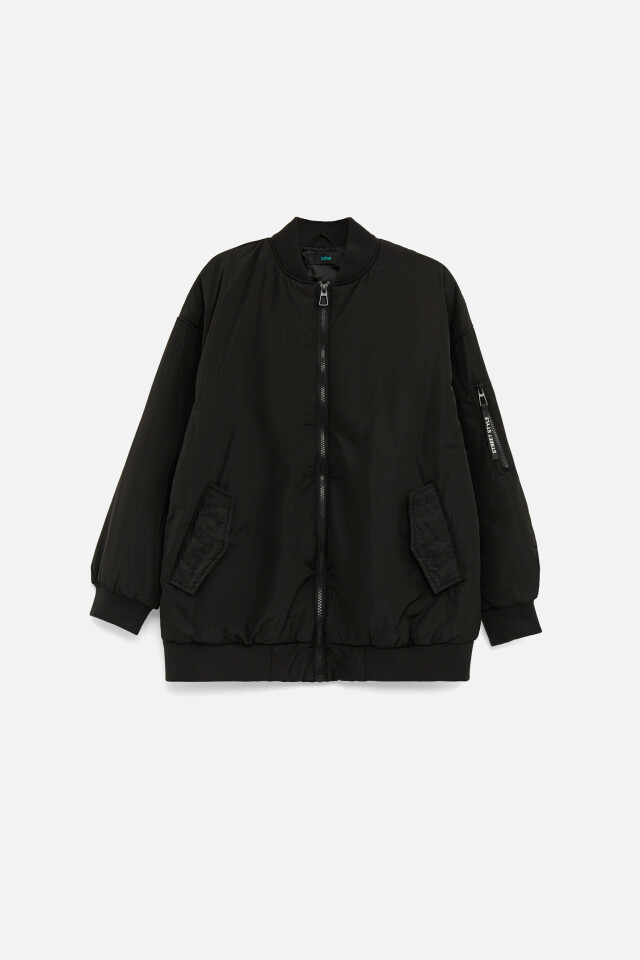 Куртка-бомбер утепленная oversize - цвет черный - 8