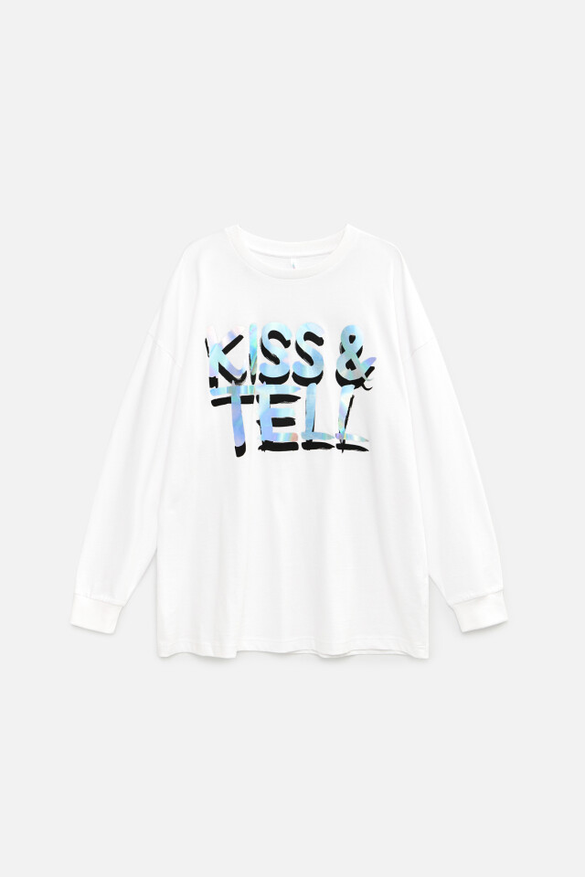 Лонгслив oversize хлопковый с принтом - цвет белый - 7