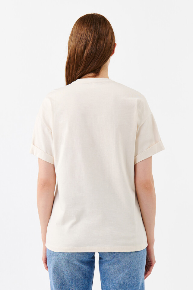 Футболка хлопковая oversize базовая - цвет бежевый - 3